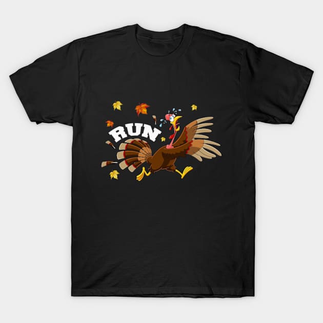 Turkey Run Costume Thanksgiving Running Turkey Trot T-Shirt by wfmacawrub